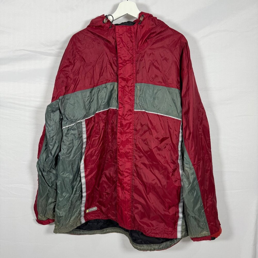 Stearns Dry Wear Jacket Mens XXL Red Gray Waterproof Windbreaker Raincoat Hooded